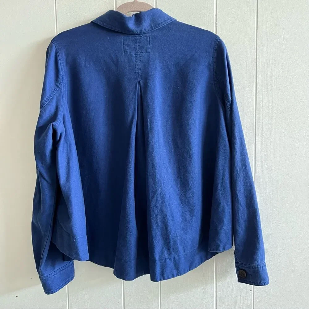Kate Spade New York Womens Blue Broome Street Surplus Cotton Linen Jacket